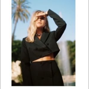 Nasty Gal Black Cropped and Tailored Blazer and Button Mini Skirt Set